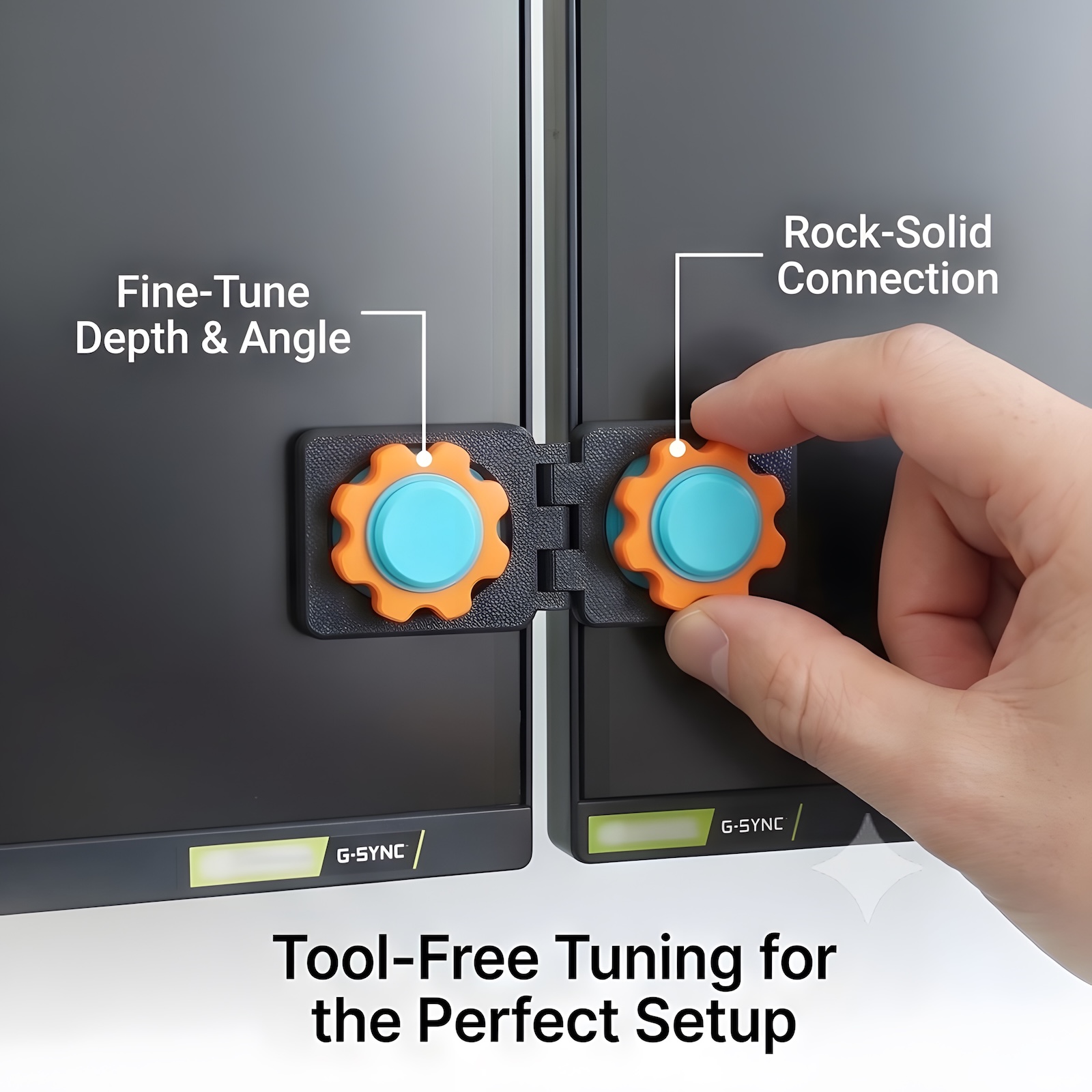 Screen Alignment Tool - ユニバーサルデュアルモニターアライメントクリップ ツール不要のスクリーンコネクター ゼロギャップ固定ブラケット 両面粘着マウント ゲーム・オフィス用