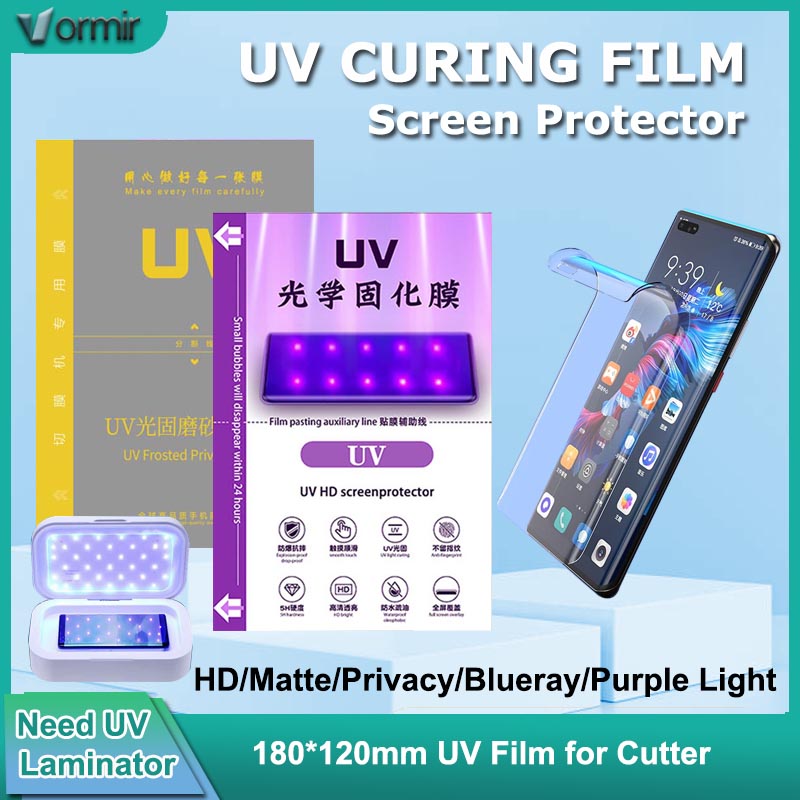 Screen Protector Cutter - VORMIR UVガラス製携帯電話スクリーン保護フィルム、ハイドロゲルフィルム切断機用HDマットプライバシーBlueray曲面スクリーンガードフィルム