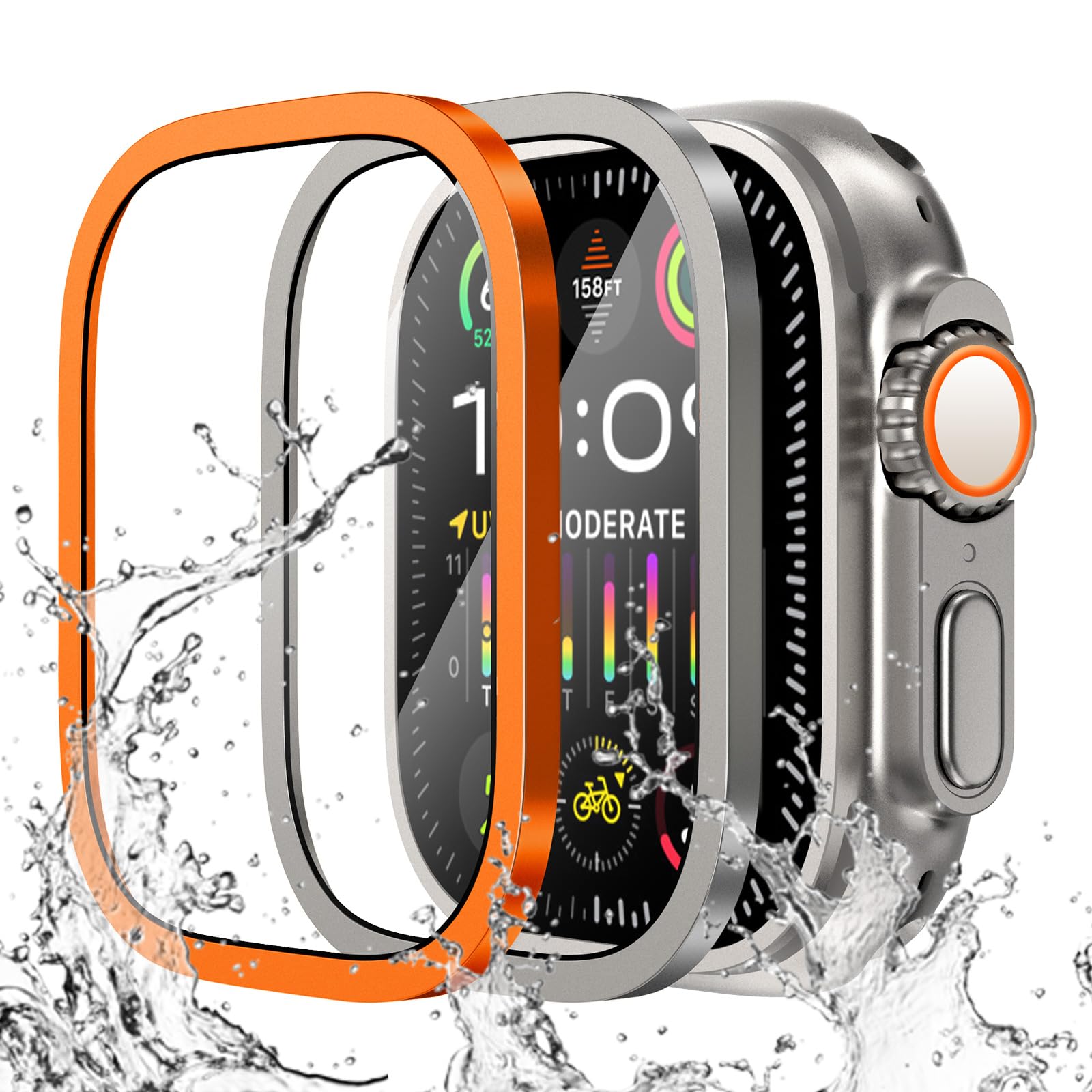 Smartwatch Screen Film - Apple Watch用の傷防止強化ガラス,チタンメタルフレーム,スクリーンプロテクター,アクセサリー,ウルトラシリーズ2,49mm