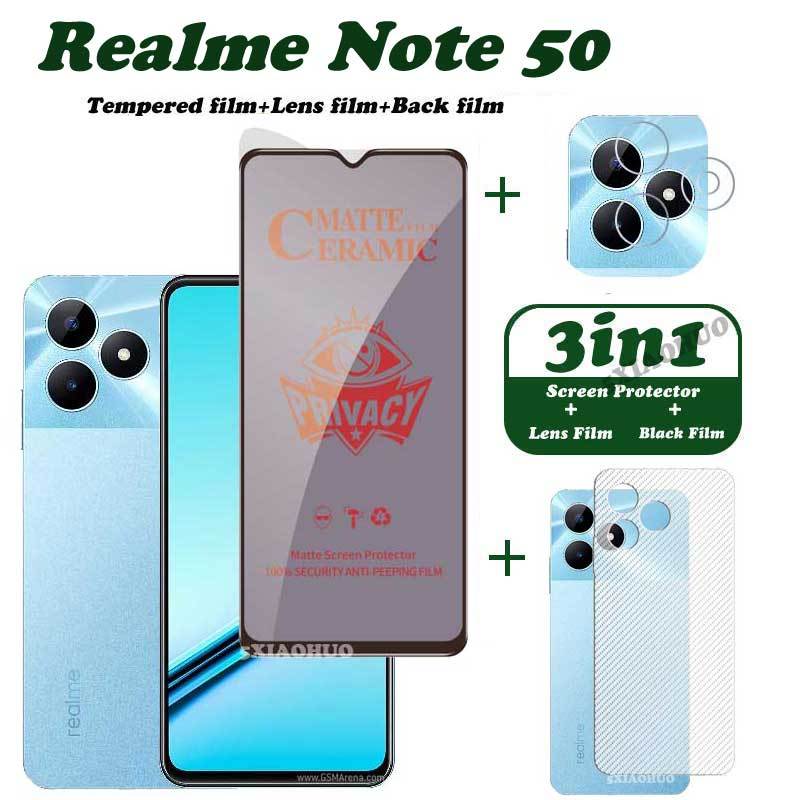 Realme Note 50 - Realme Note 50用3in1アンチスパイプライバシー強化ガラスソフトフィルム（スクリーン保護フィルム＋レンズフィルム＋背面フィルム）