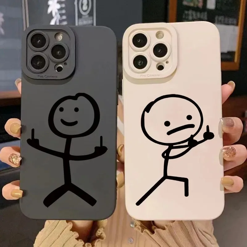 Apple Iphone 15 - かわいい漫画マッチマン柄マットシリコン製スマホケース iPhone 16 11 12 13