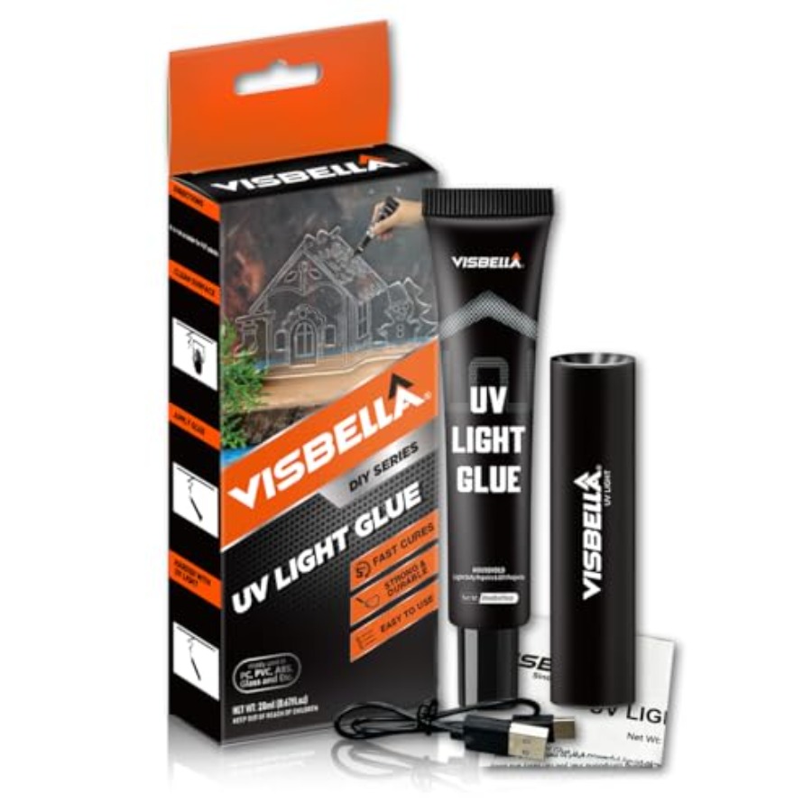 Liquid Uv Glue Kit - UVライトグルー樹脂キット（ランプ付き）、数秒で硬化する液体接着剤、金属、木材の補修、充填、シール、接着、修理に最適