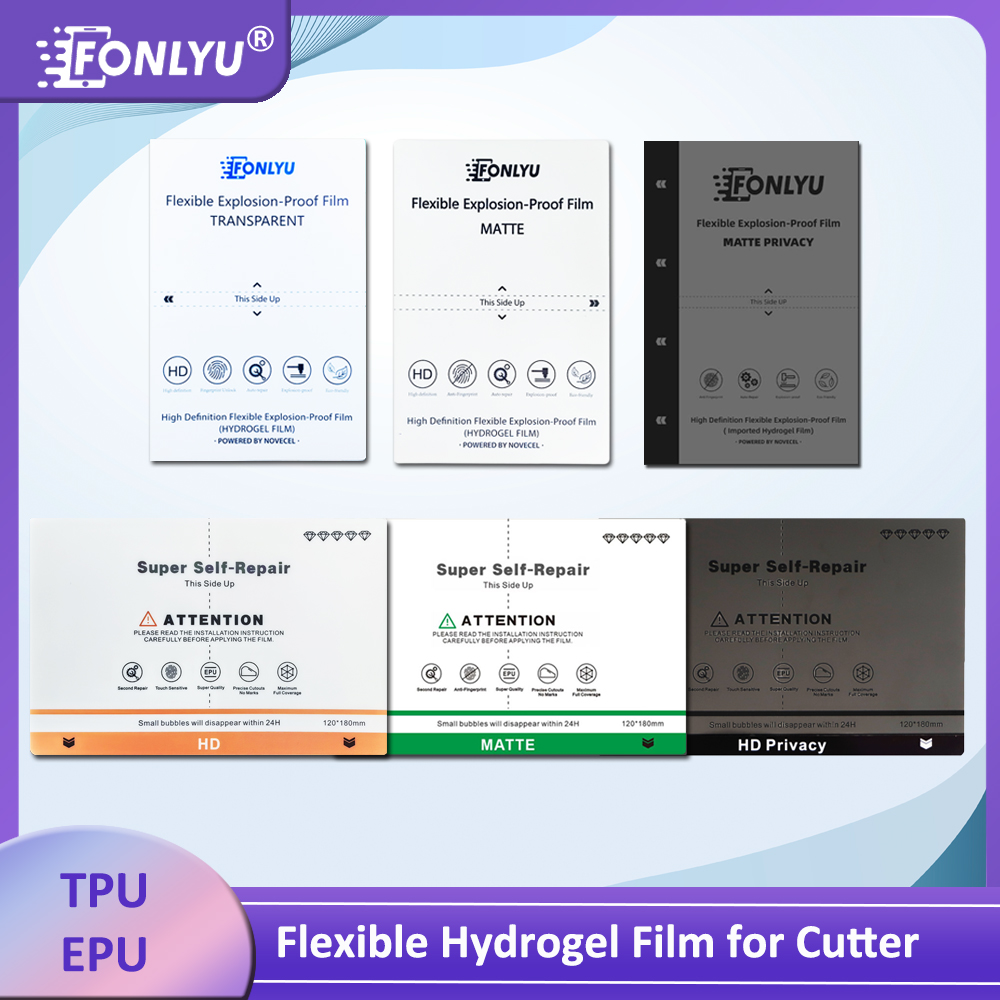 Screen Protector Cutter - FONLYU 50枚入り ユニバーサルHDマットプライバシークイックリペアハイドロゲルスクリーンプロテクター 全機種対応TPU油圧フィルム切断機