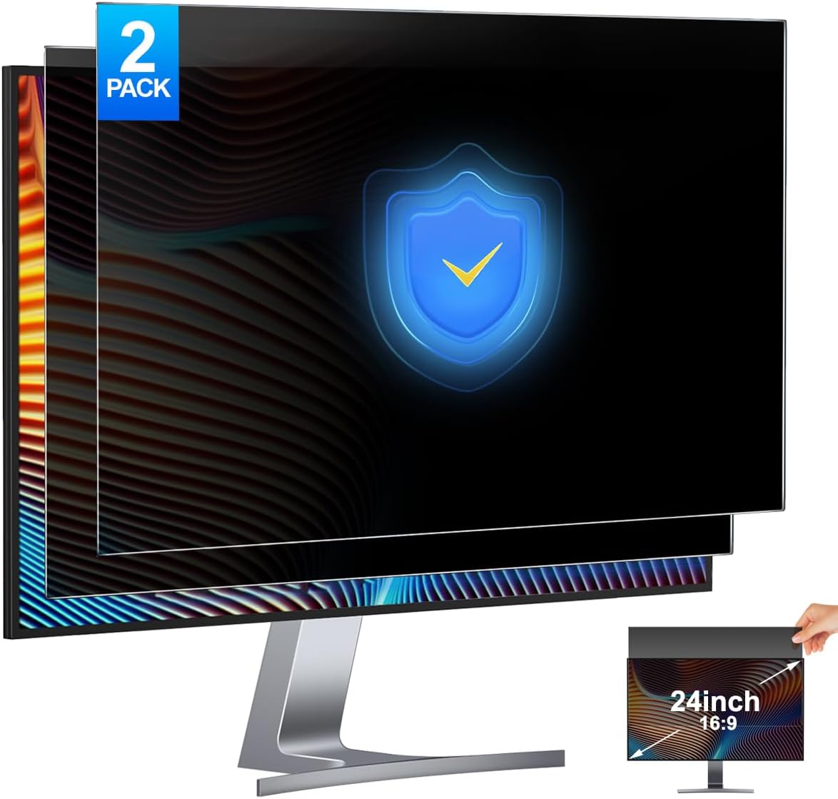 2パック 24インチ コンピュータプライバシースクリーンフィ - Privacy Filter 2Pack のレビューと価格