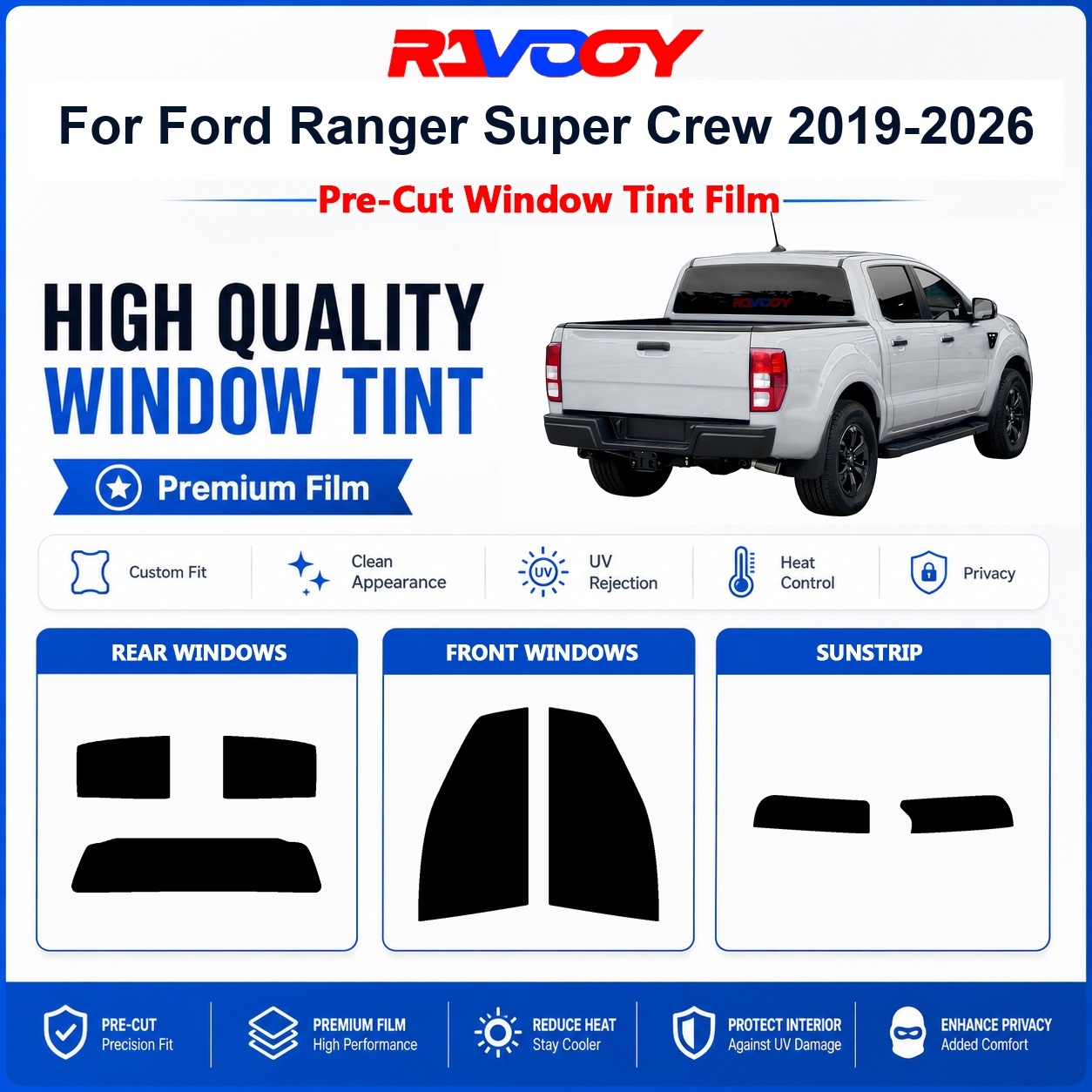フォード・レンジャー・スーパークルー2019-2026用プレ - Privacy Screen Protector のレビューと価格