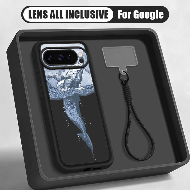ザトウクジラ柄リストストラップ付きランヤードケース Goog - Google Pixel 8A のレビューと価格