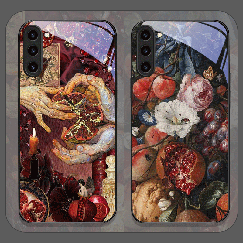 豪華なザクロの花柄強化ガラス製スマホケース Samsung  - Samsung Galaxy S24 のレビューと価格