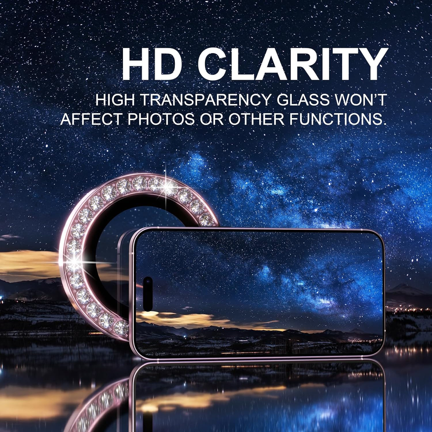 1PC ピンクグリッターダイヤモンドカメラレンズプロテクター - Tempered Glass Screen 9H のレビューと価格