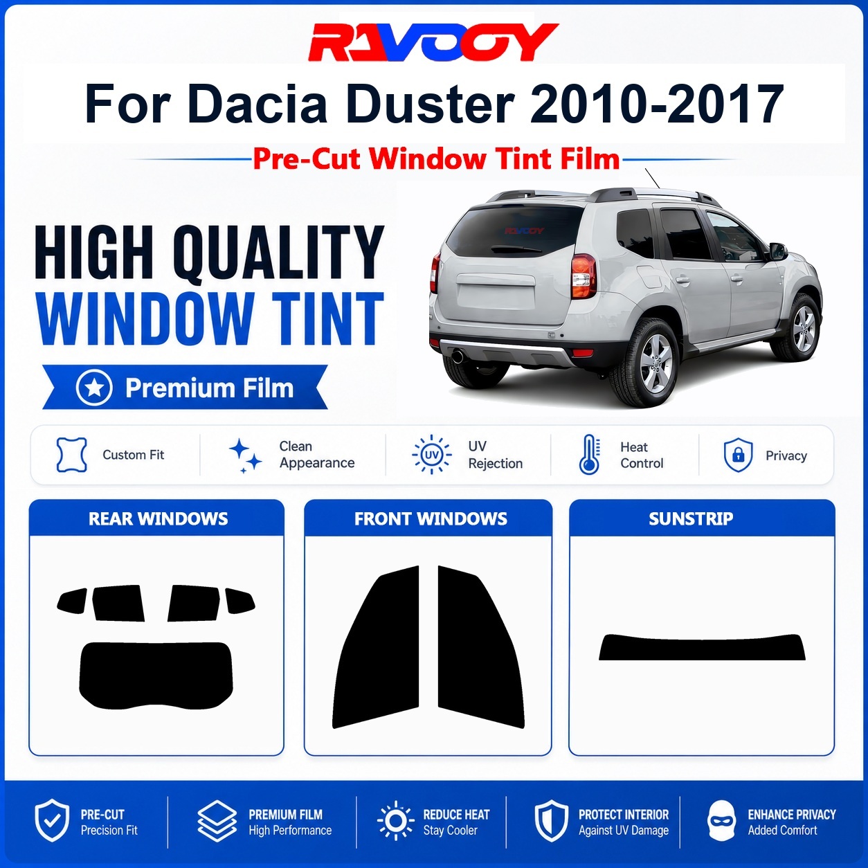 ダチア・ダスター2010-2017用プレミアムプレカットウィ - Privacy Screen Protector のレビューと価格